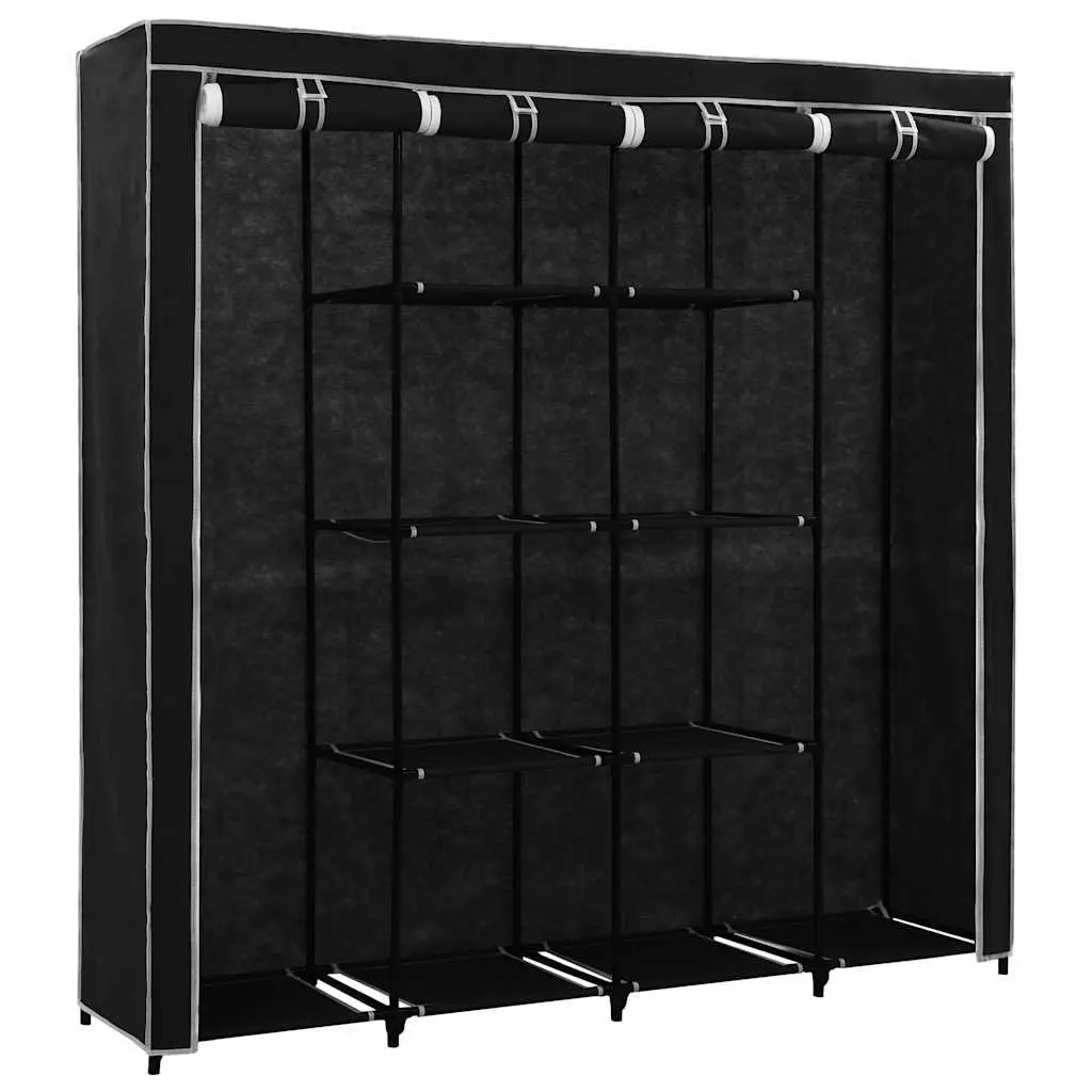 Wardrobe Storage Cabinet 4 Compartments Black 175x45x170cm
