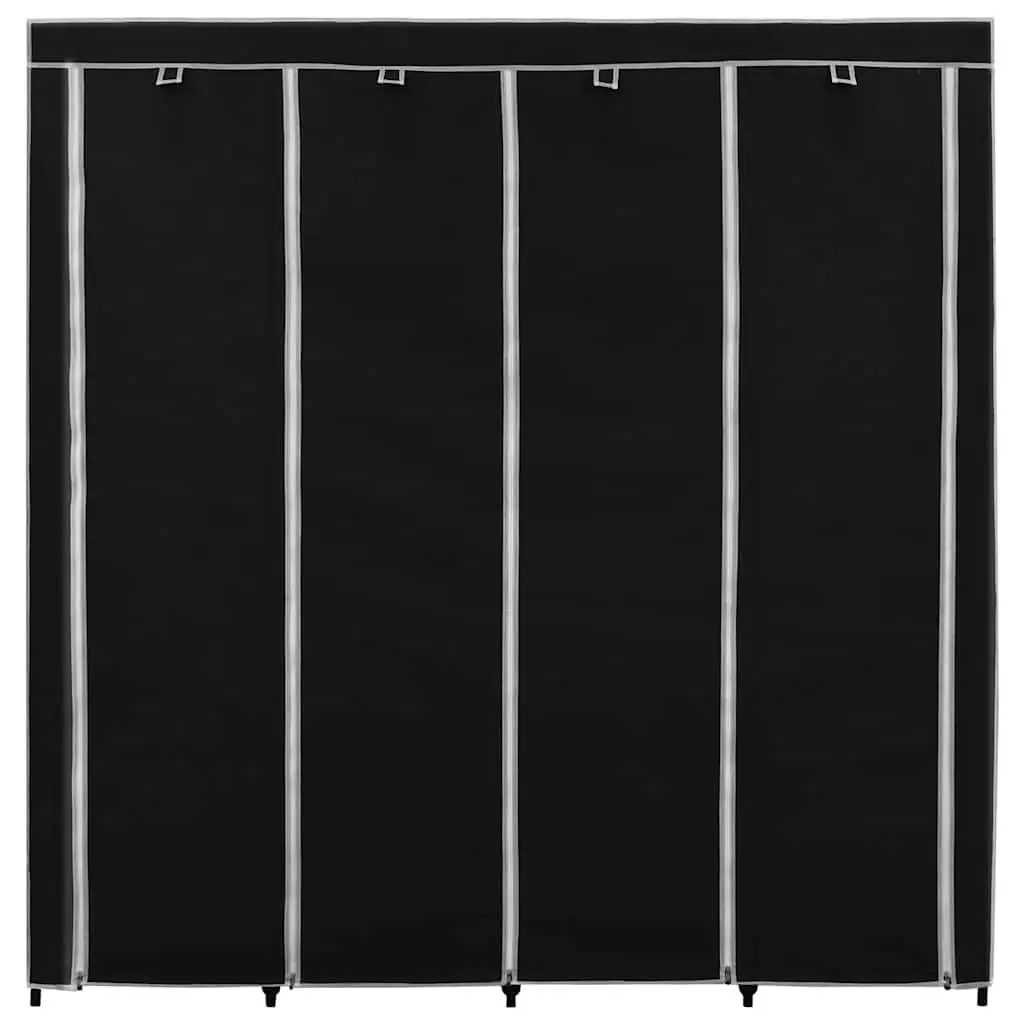 Wardrobe Storage Cabinet 4 Compartments Black 175x45x170cm