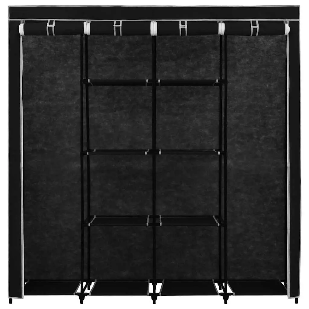 Wardrobe Storage Cabinet 4 Compartments Black 175x45x170cm