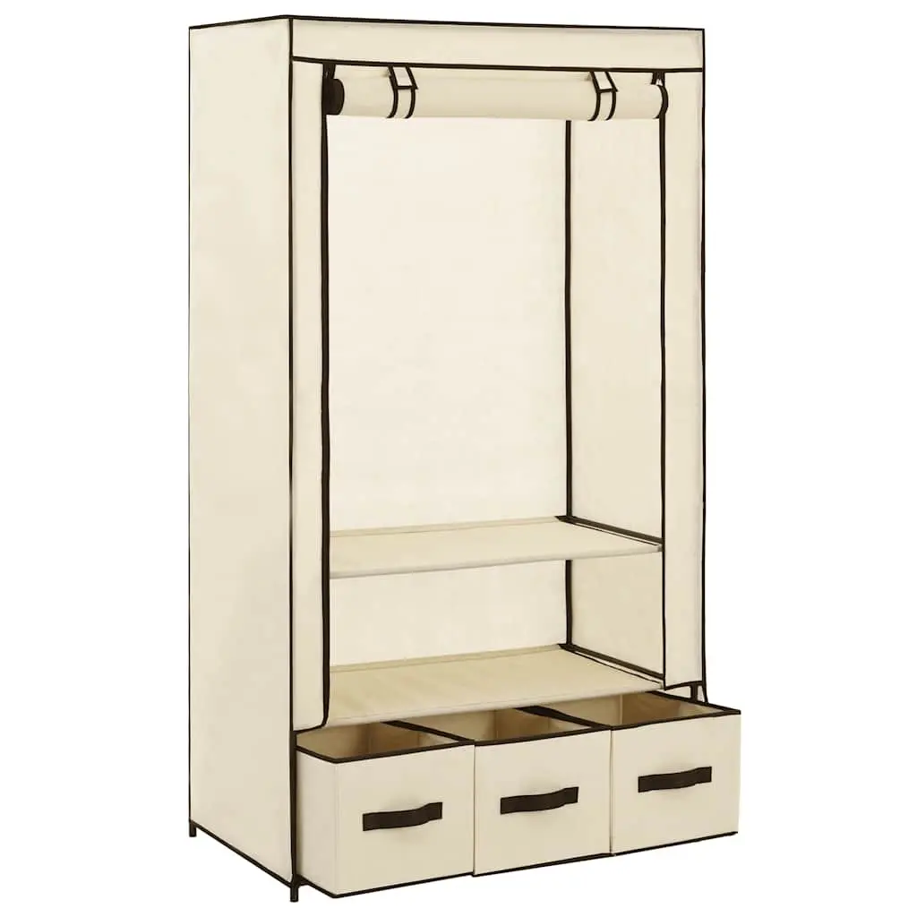 Fabric Wardrobe Cream Portable Closet Storage Cabinet Collapsible 87 x 49 x 159 cm