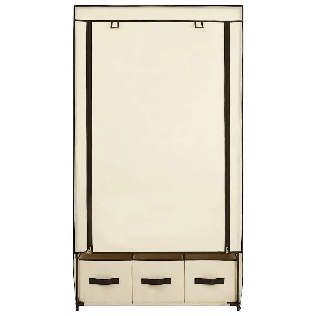 Fabric Wardrobe Cream Portable Closet Storage Cabinet Collapsible 87 x 49 x 159 cm