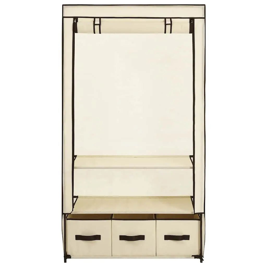 Fabric Wardrobe Cream Portable Closet Storage Cabinet Collapsible 87 x 49 x 159 cm