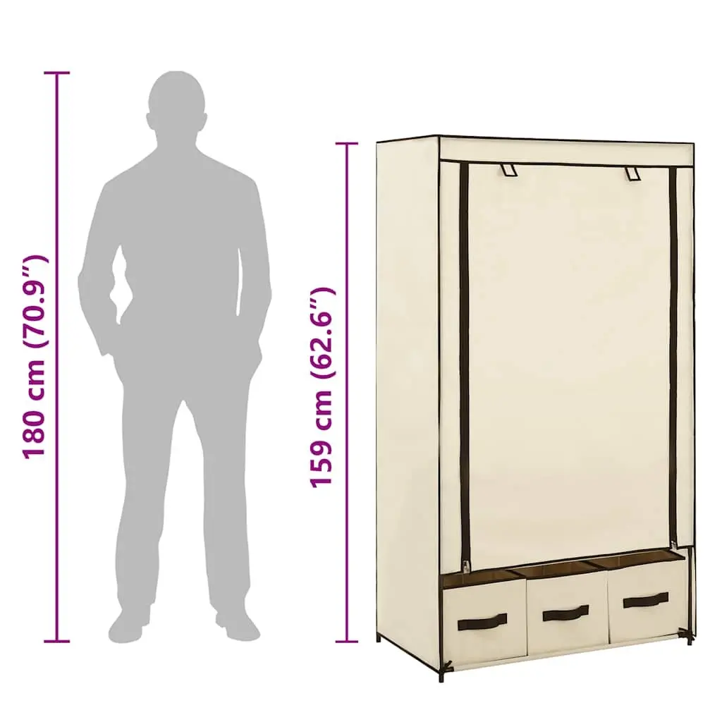 Fabric Wardrobe Cream Portable Closet Storage Cabinet Collapsible 87 x 49 x 159 cm