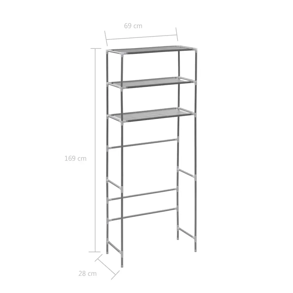 3-Tier Storage Rack Over Laundry Machine Silver 69x28x169cm