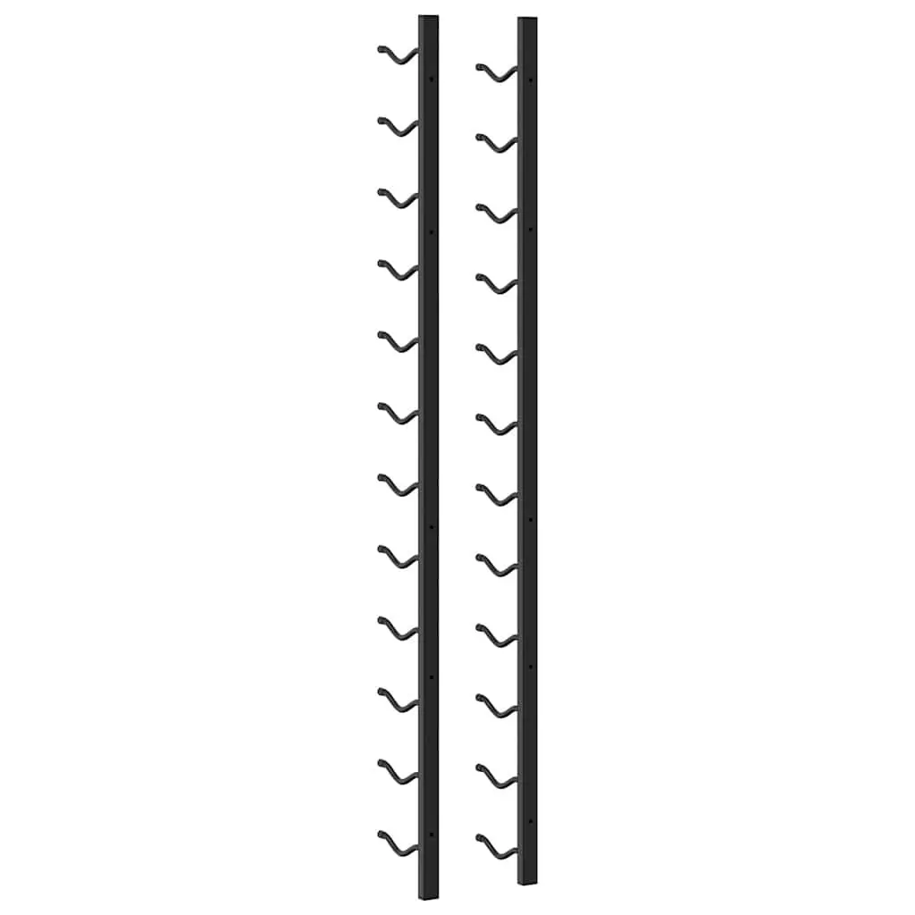 Wall Mounted Wine Rack 12 Bottle Storage Black Iron Modern Home Décor Organiser