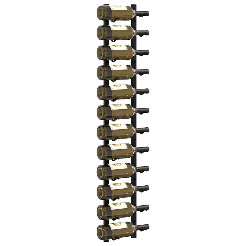Wall Mounted Wine Rack 12 Bottle Storage Black Iron Modern Home Décor Organiser