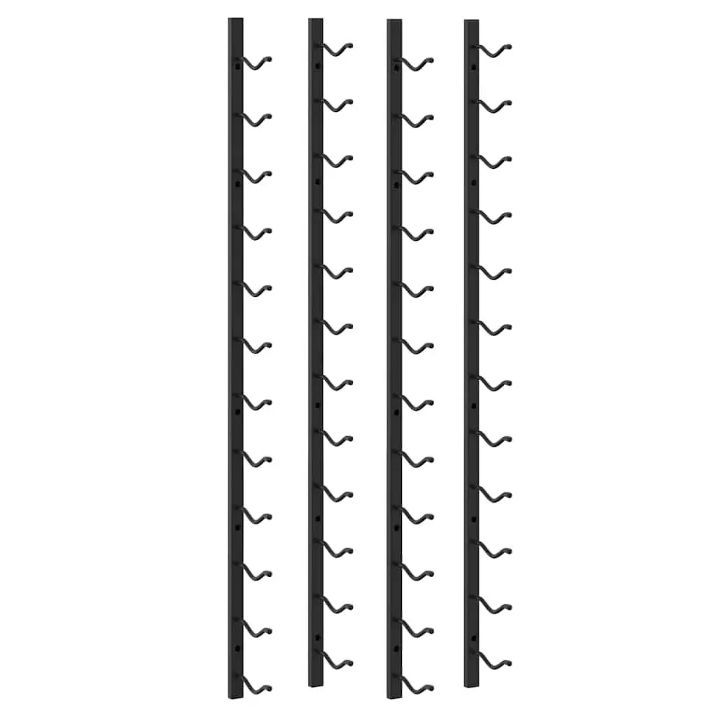 Wall Mounted Wine Rack Modern Black Iron Storage 12 Bottles Set of 2