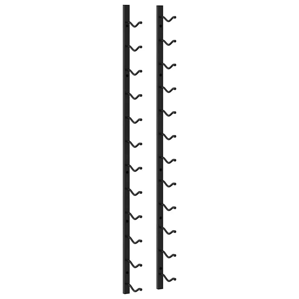 Wall Mounted Wine Rack Modern Black Iron Storage 12 Bottles Set of 2