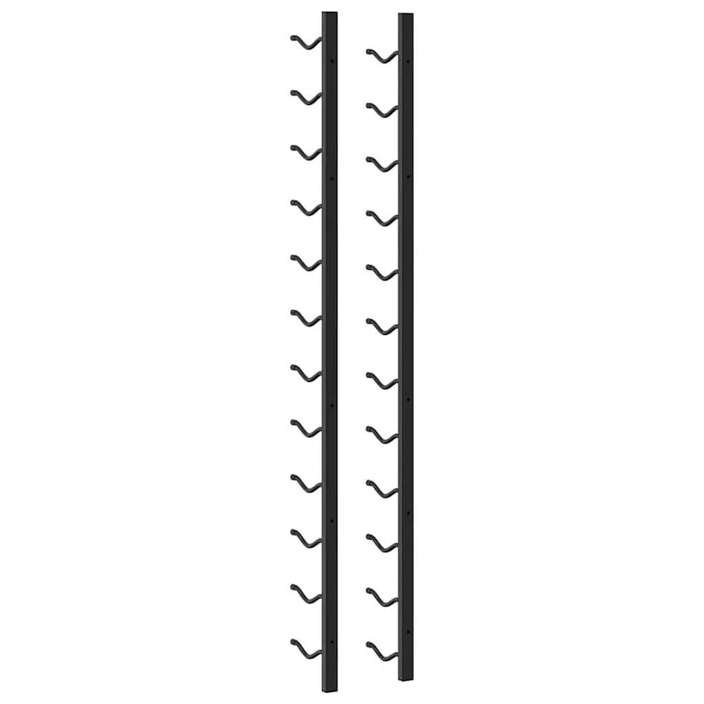 Wall Mounted Wine Rack Modern Black Iron Storage 12 Bottles Set of 2