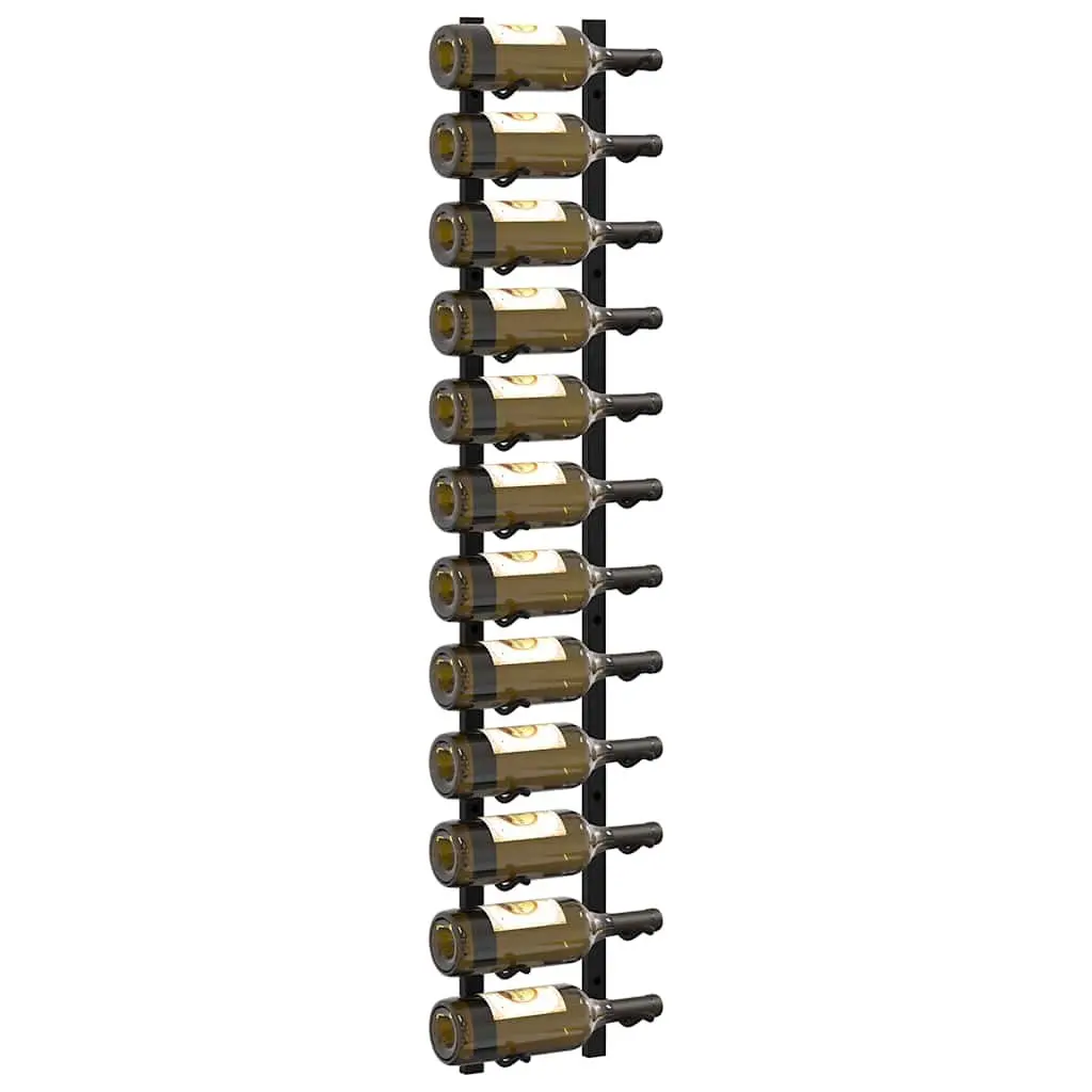 Wall Mounted Wine Rack Modern Black Iron Storage 12 Bottles Set of 2