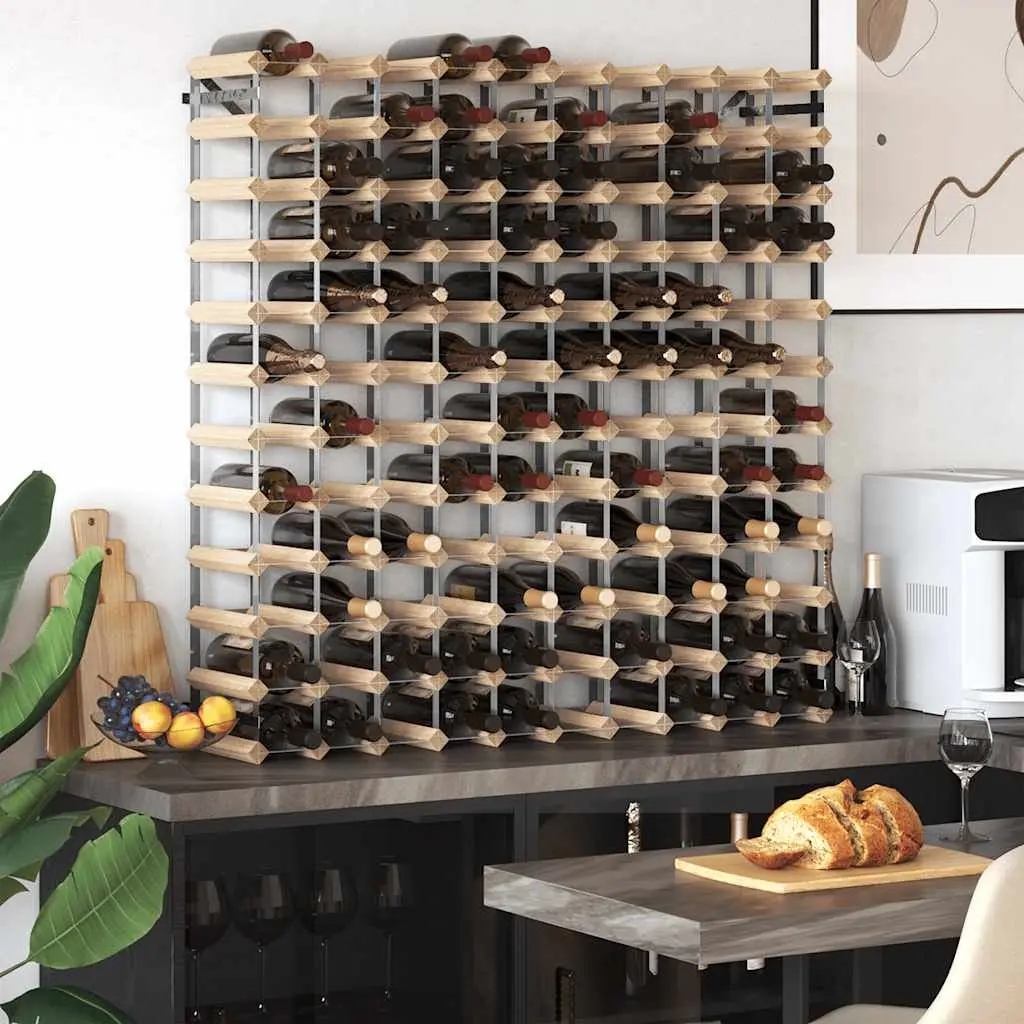 Wine Rack Rustic Wooden 120 Bottle Storage Display Cabinet Beige