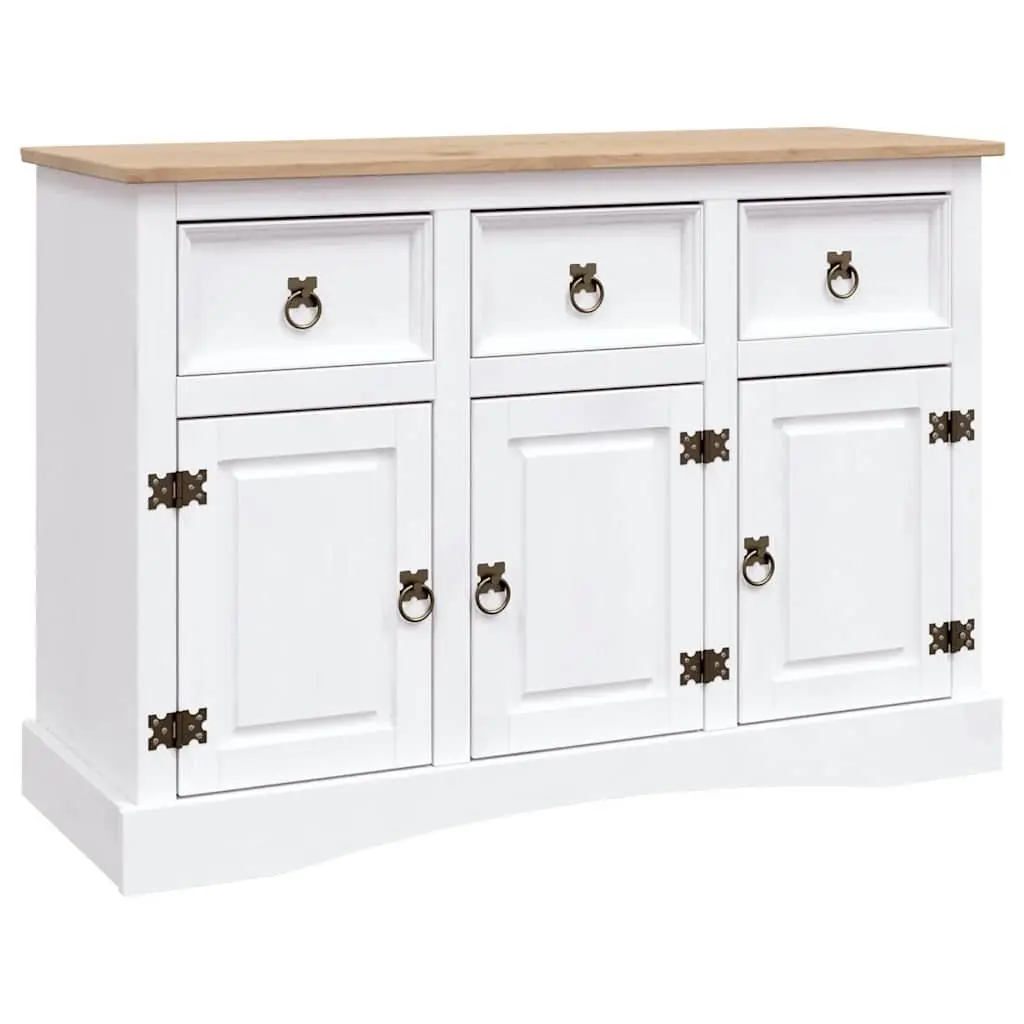 White Solid Pinewood Sideboard with Storage