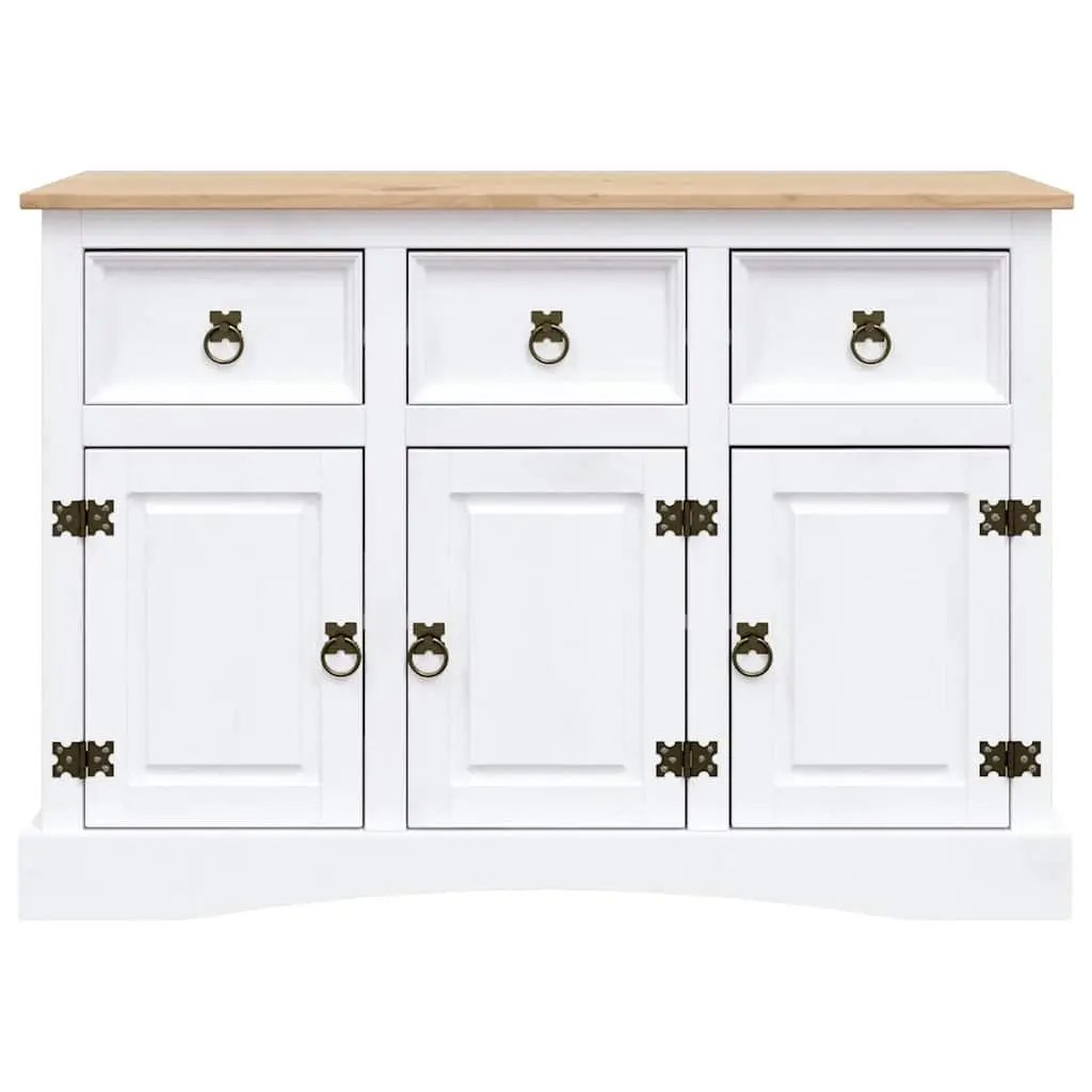 White Solid Pinewood Sideboard with Storage