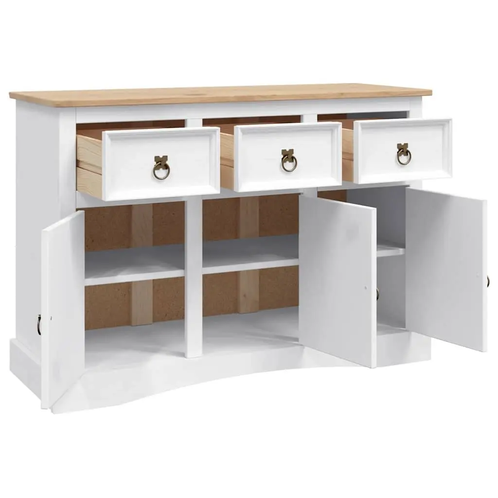 White Solid Pinewood Sideboard with Storage