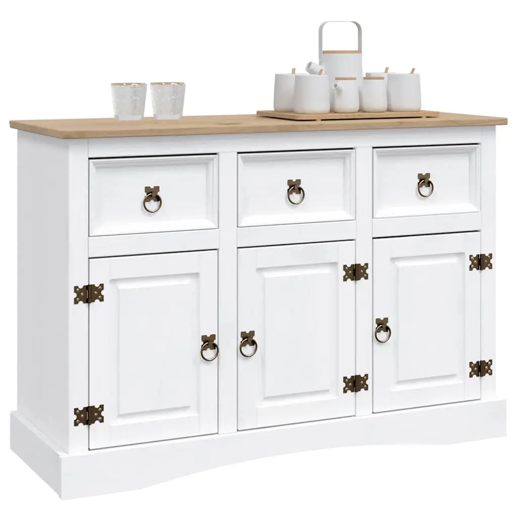 White Solid Pinewood Sideboard with Storage