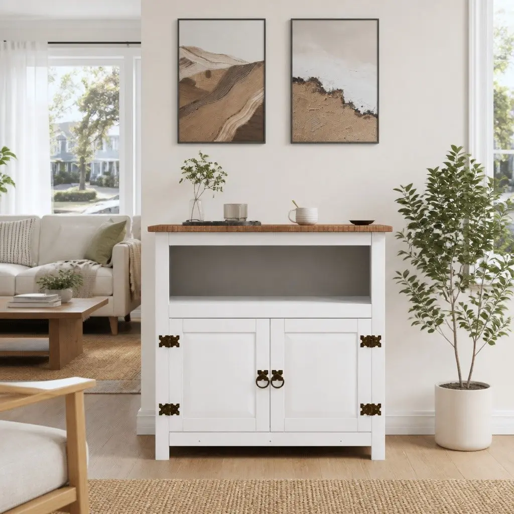 TV Cabinet Mexican Style White 80 x 43 x 78 cm Living Room Entertainment Unit Storage Furniture