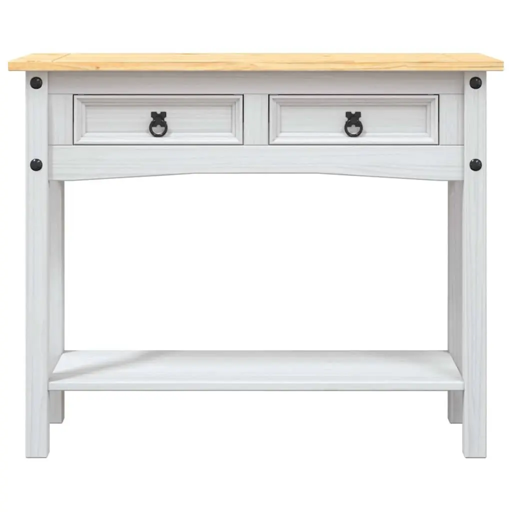 Console Table White Mexican Corona Style 2 Drawers 1 Shelf 90 x 34.5 x 73 cm