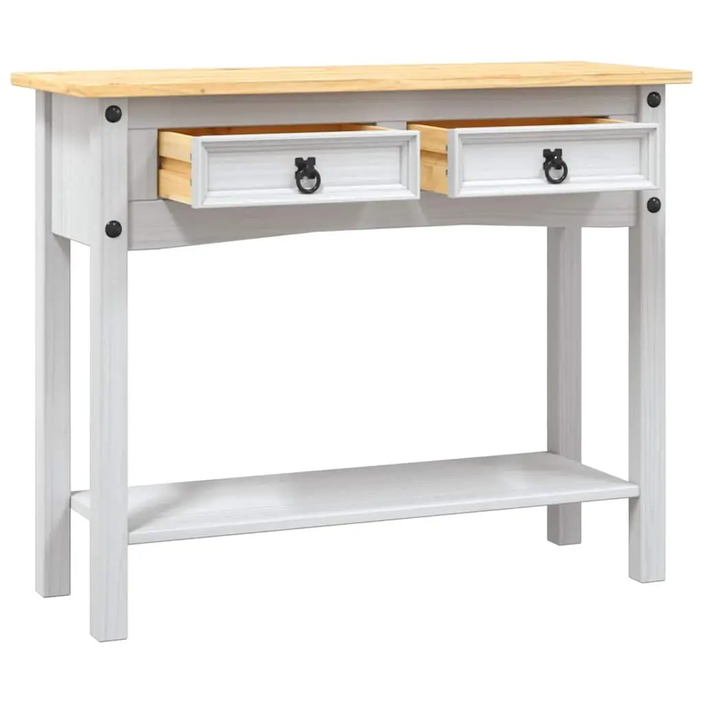 Console Table White Mexican Corona Style 2 Drawers 1 Shelf 90 x 34.5 x 73 cm