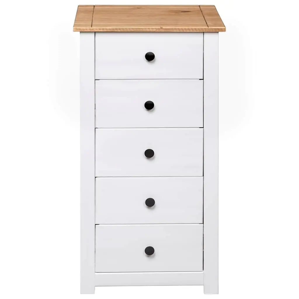 Sideboard White Solid Pinewood 5 Drawer Storage Cabinet 46 x 40 x 89 cm