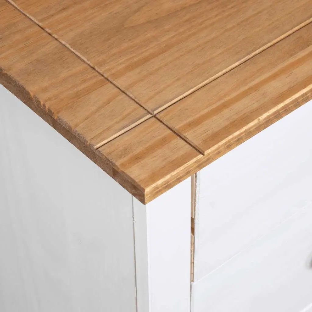Sideboard White Solid Pinewood 5 Drawer Storage Cabinet 46 x 40 x 89 cm