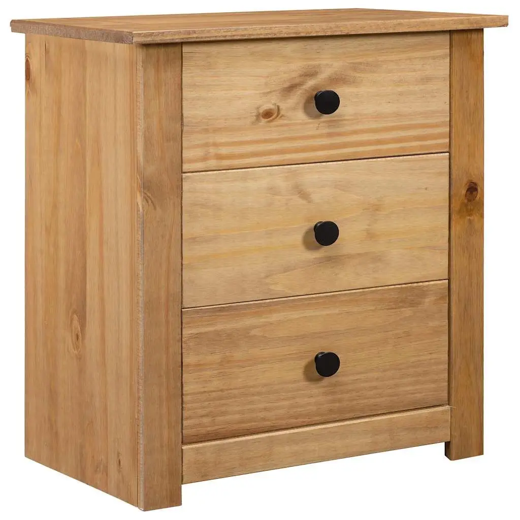 Bedside Cabinet Brown Wooden Nightstand 3 Drawer Storage Chest Pine Table 46W x 40D x 57H cm