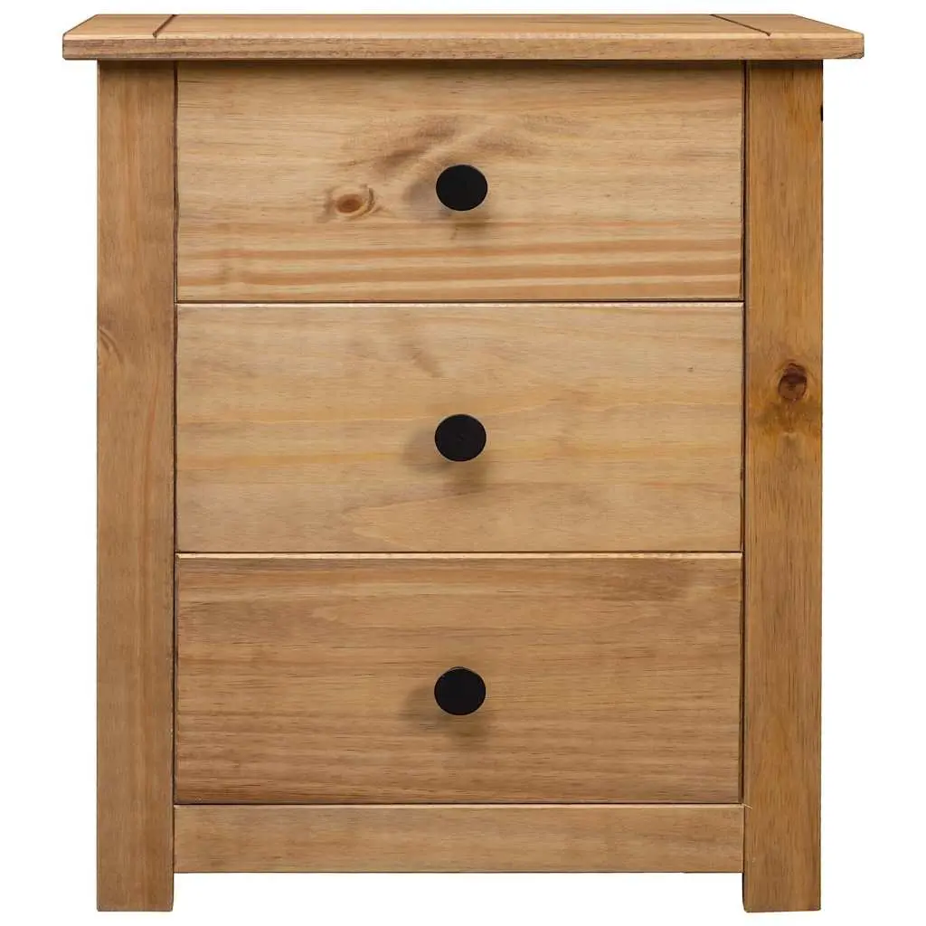 Bedside Cabinet Brown Wooden Nightstand 3 Drawer Storage Chest Pine Table 46W x 40D x 57H cm