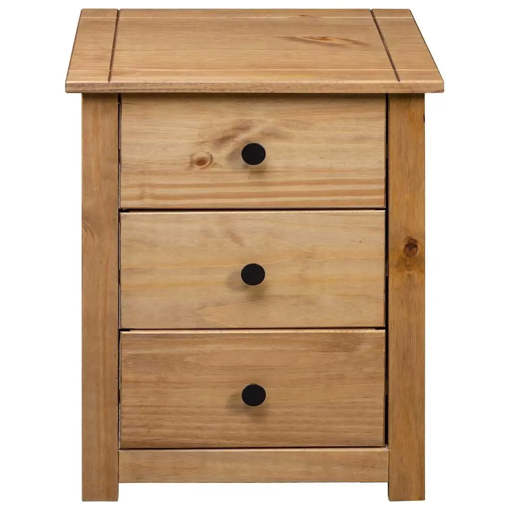 Bedside Cabinet Brown Wooden Nightstand 3 Drawer Storage Chest Pine Table 46W x 40D x 57H cm