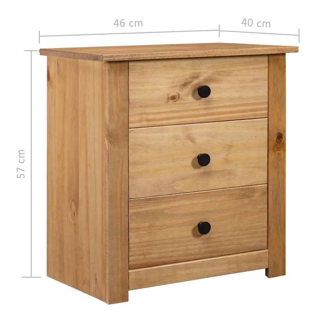 Bedside Cabinet Brown Wooden Nightstand 3 Drawer Storage Chest Pine Table 46W x 40D x 57H cm