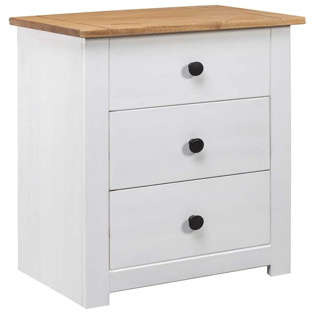 Bedside Cabinet White 46x40x57cm Wooden Nightstand 3 Drawer Storage Chest