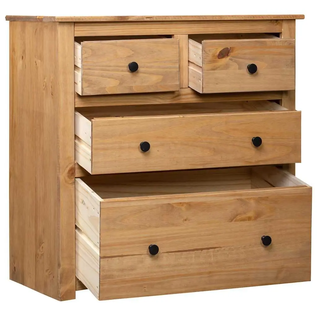 Sideboard Rustic Style 80x40x83 cm 4 Drawer Brown Wooden Cabinet Storage Furniture