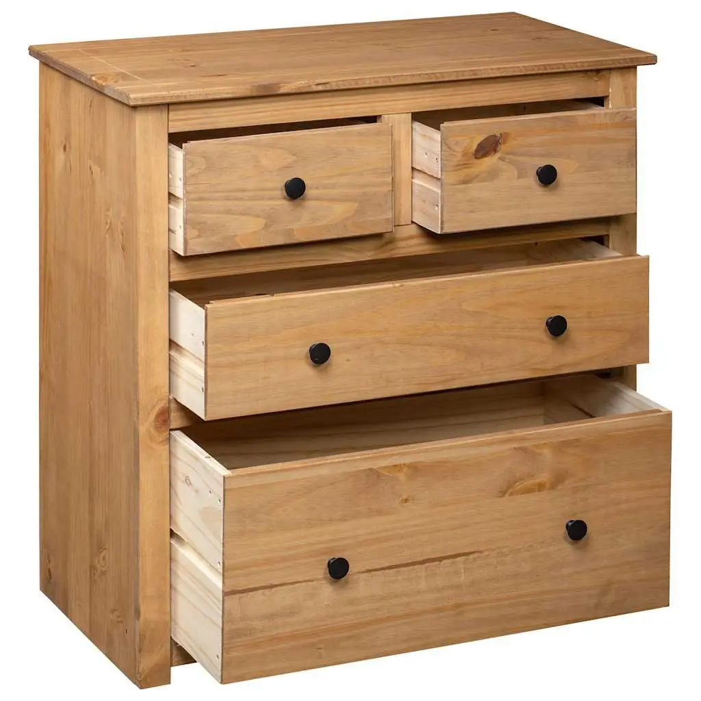 Sideboard Rustic Style 80x40x83 cm 4 Drawer Brown Wooden Cabinet Storage Furniture