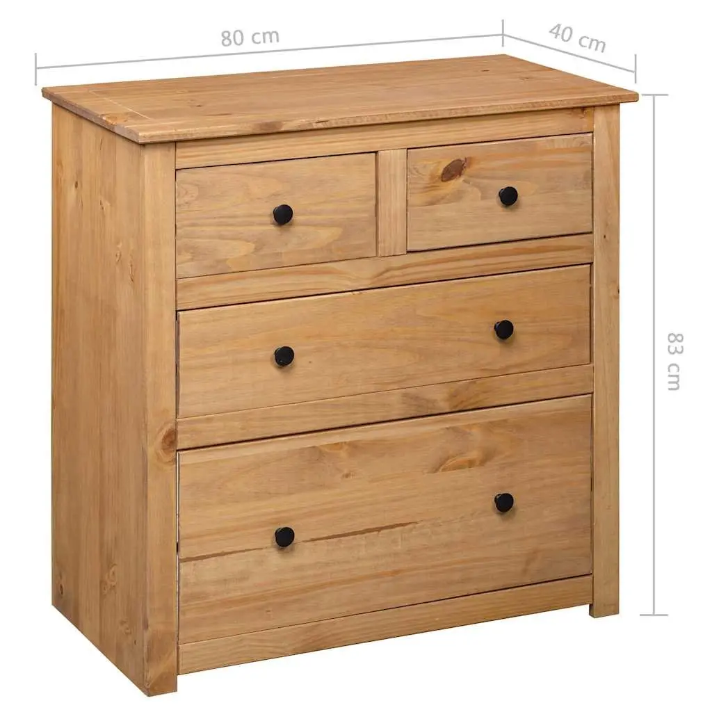 Sideboard Rustic Style 80x40x83 cm 4 Drawer Brown Wooden Cabinet Storage Furniture