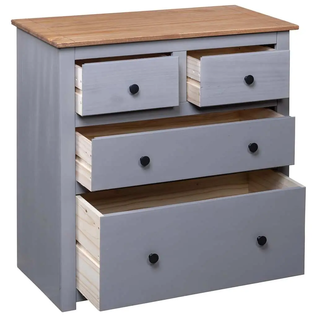 Sideboard Grey 80x40x83cm 4 Drawer Storage Cabinet Solid Pinewood Furniture