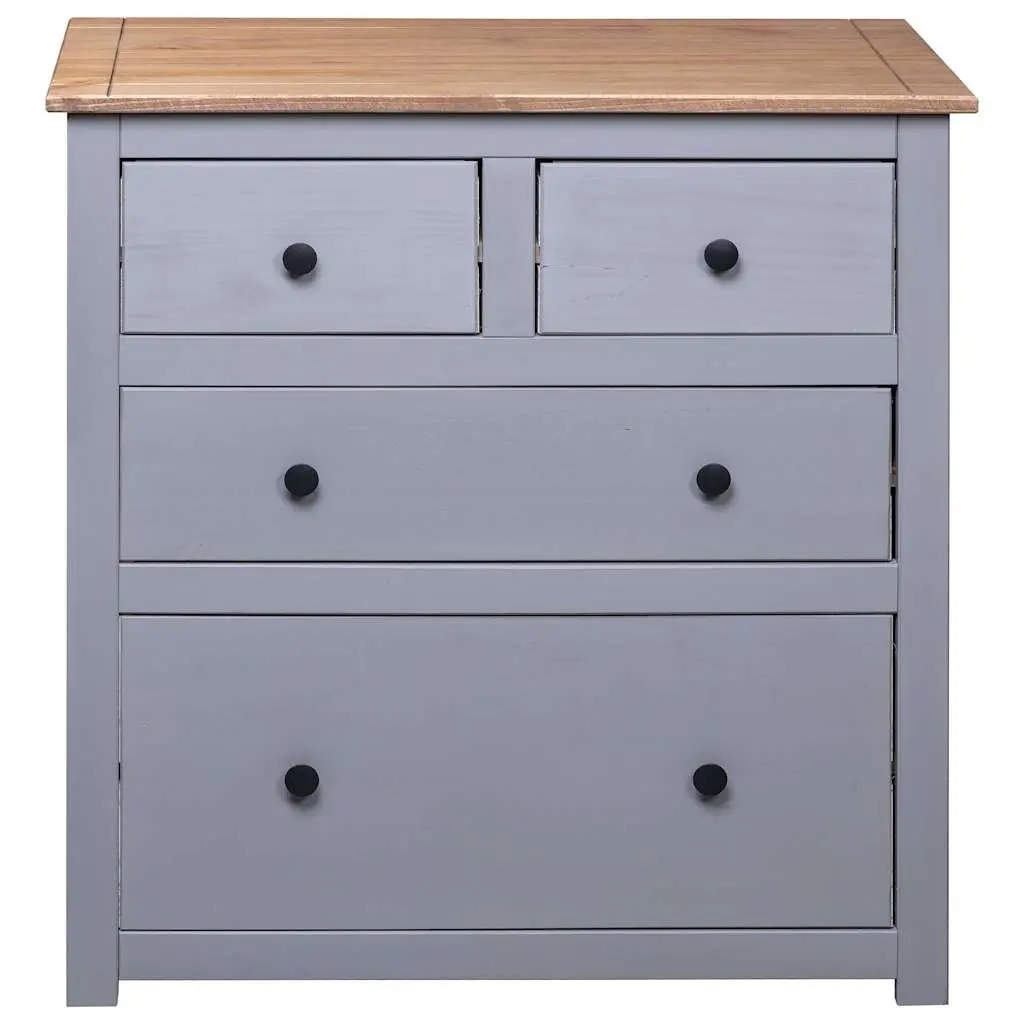 Sideboard Grey 80x40x83cm 4 Drawer Storage Cabinet Solid Pinewood Furniture