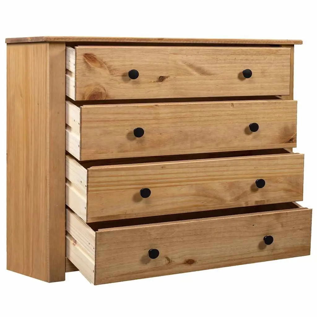 Side Cabinet Brown 80x40x73 cm 4 Drawer Storage Buffet Table