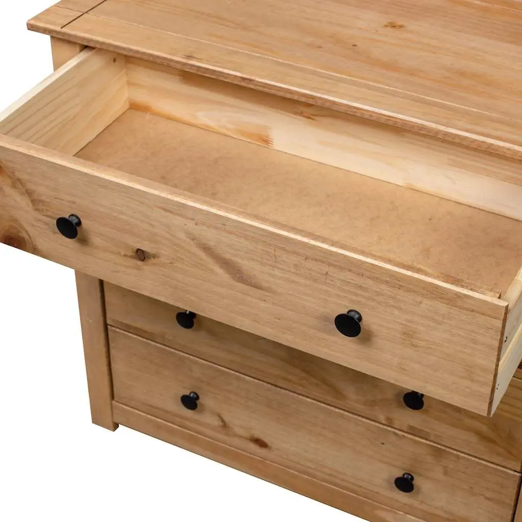 Side Cabinet Brown 80x40x73 cm 4 Drawer Storage Buffet Table