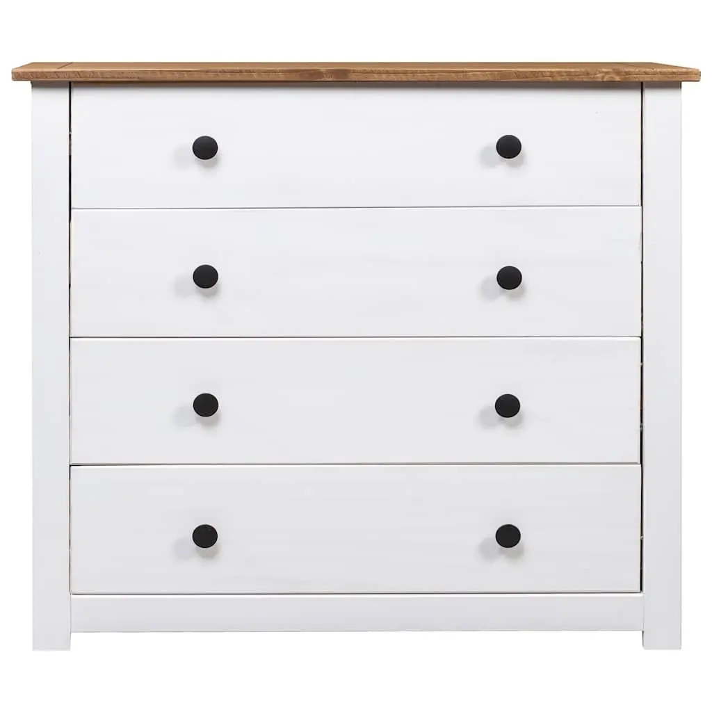 Side Cabinet White Solid Pinewood 80x40x73cm 4 Drawers Storage Buffet