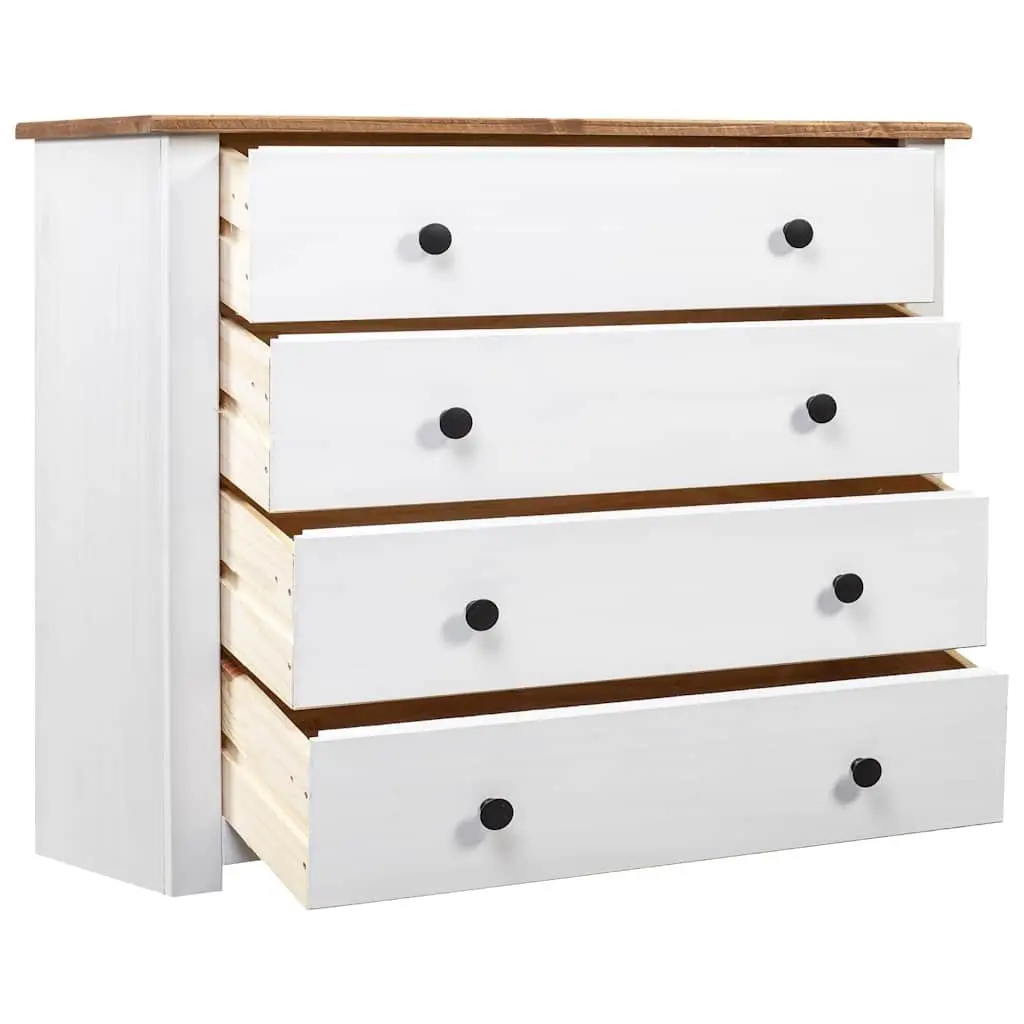 Side Cabinet White Solid Pinewood 80x40x73cm 4 Drawers Storage Buffet