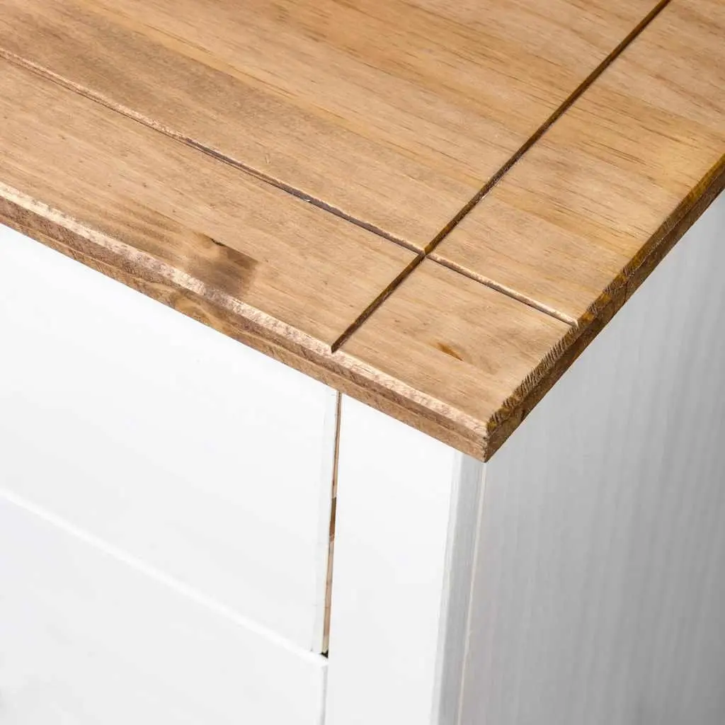 Side Cabinet White Solid Pinewood 80x40x73cm 4 Drawers Storage Buffet