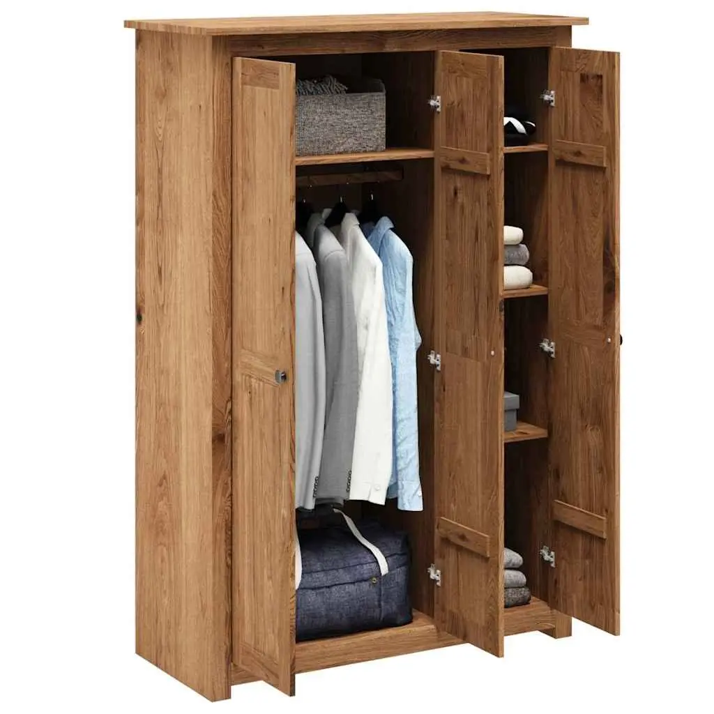 3-Door Wardrobe Brown 118x50x171.5 cm Storage Cabinet Cupboard Bedroom Furniture