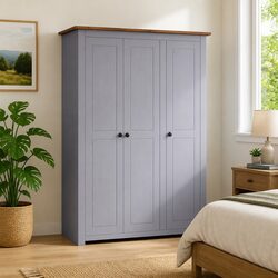 Your New 3-Door Wardrobe in Grey with Shelves