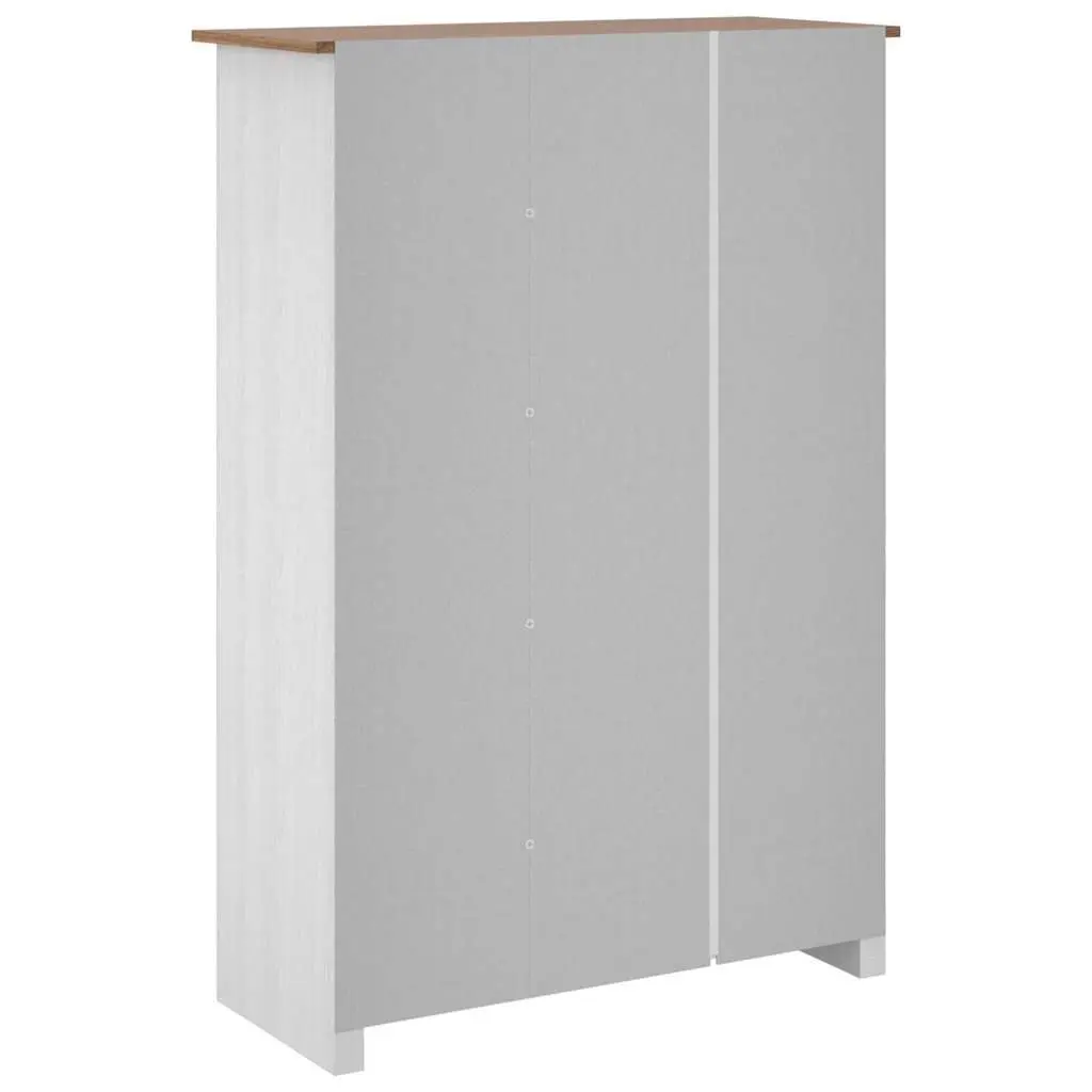 3-Door Pinewood Wardrobe Storage Cabinet White Bedroom Furniture 118x50x1715cm