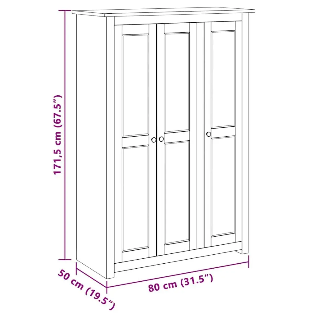 3-Door Pinewood Wardrobe Storage Cabinet White Bedroom Furniture 118x50x1715cm
