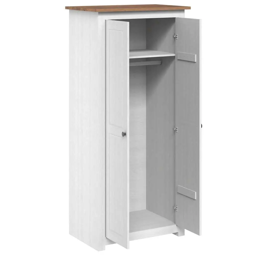 Wardrobe White Solid Pine Storage Cabinet Compact 80W x 50D x 171.5H cm