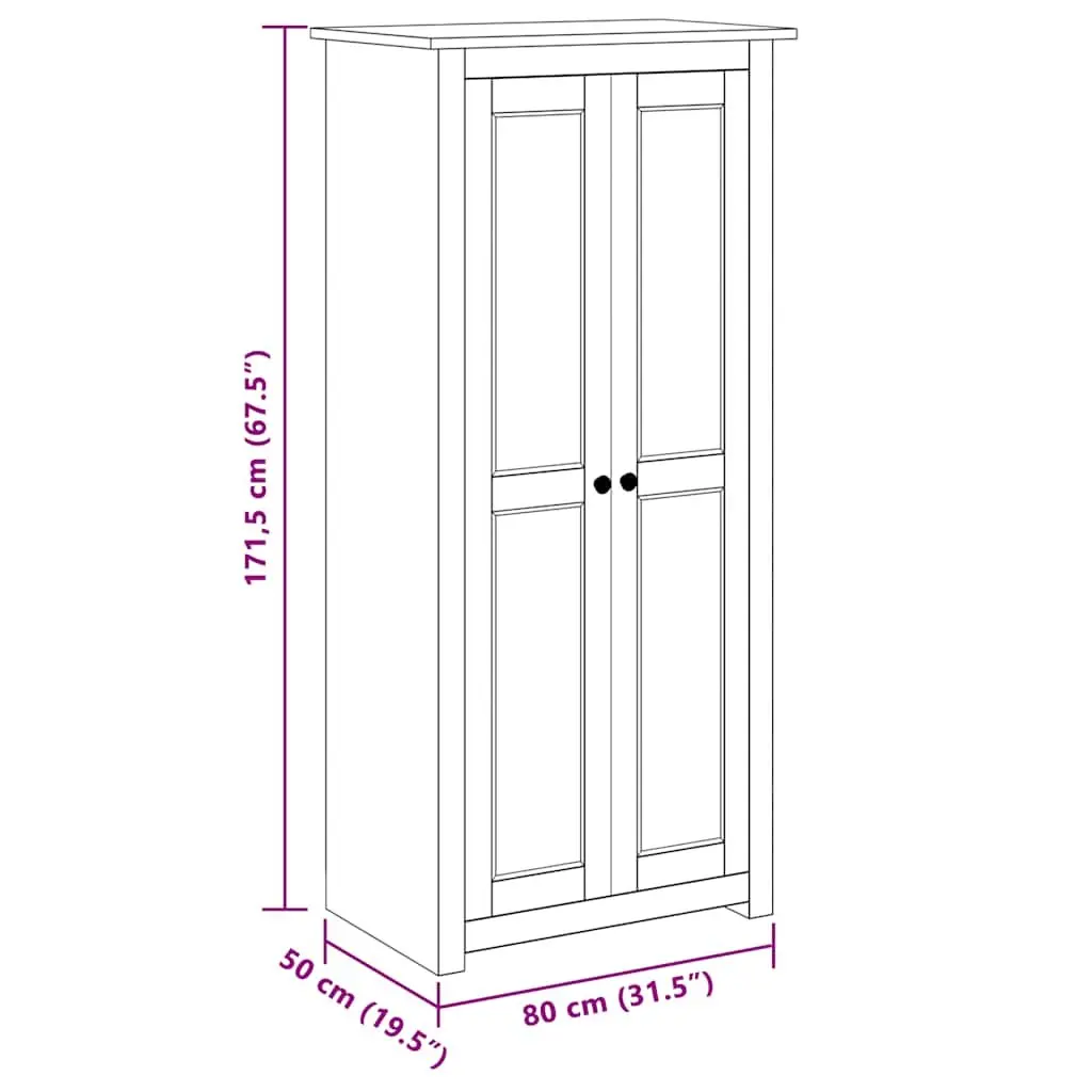 Wardrobe White Solid Pine Storage Cabinet Compact 80W x 50D x 171.5H cm