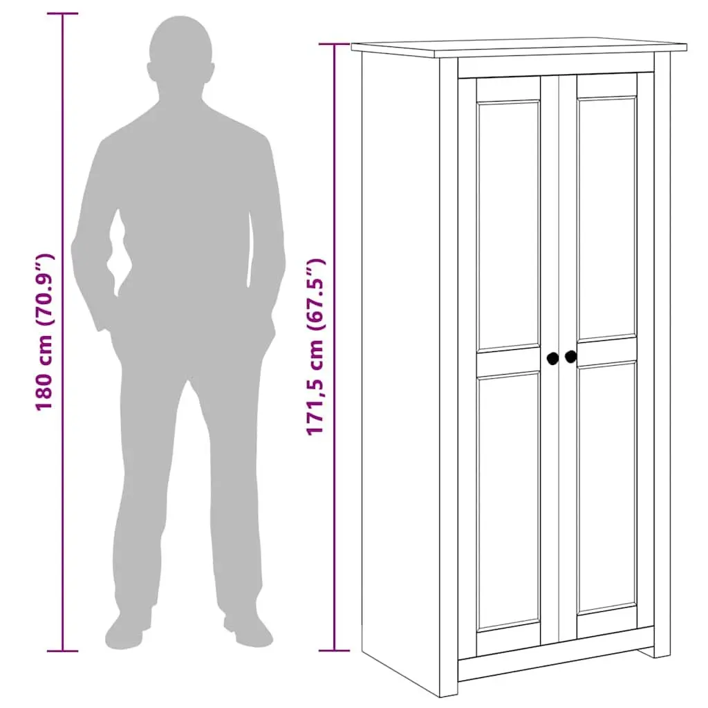 Wardrobe White Solid Pine Storage Cabinet Compact 80W x 50D x 171.5H cm