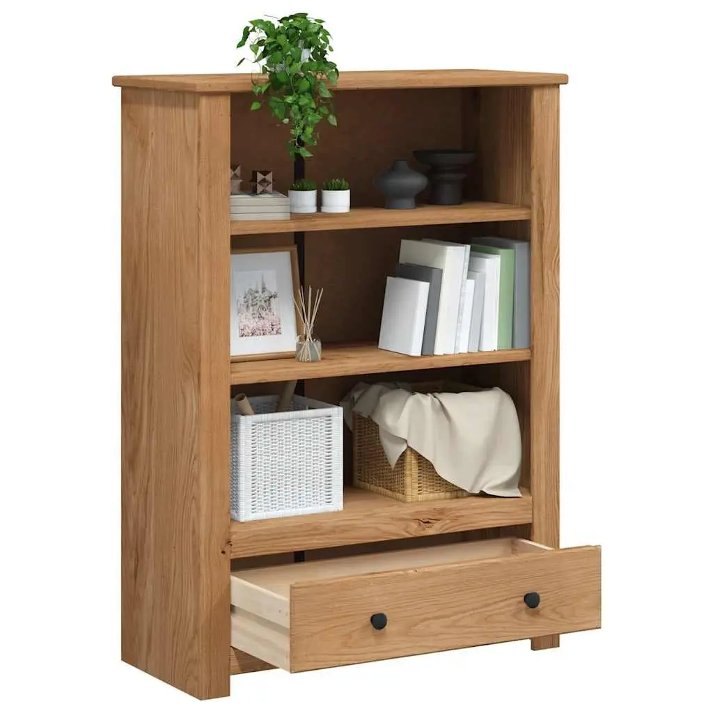 Wooden Bookcase 80x35x110 cm Solid Pine Brown Storage Shelving Unit with Drawer