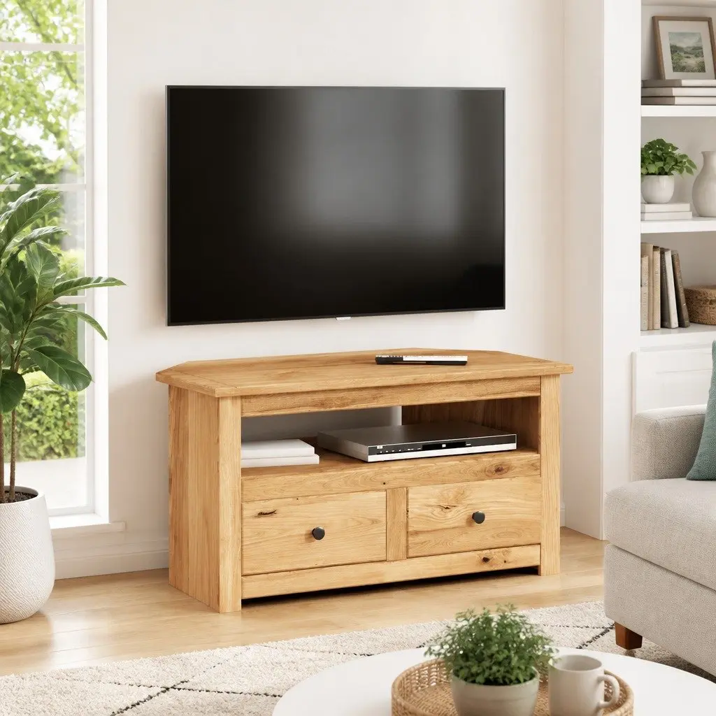 Corner TV Cabinet 93x49x49cm in Brown Pinewood