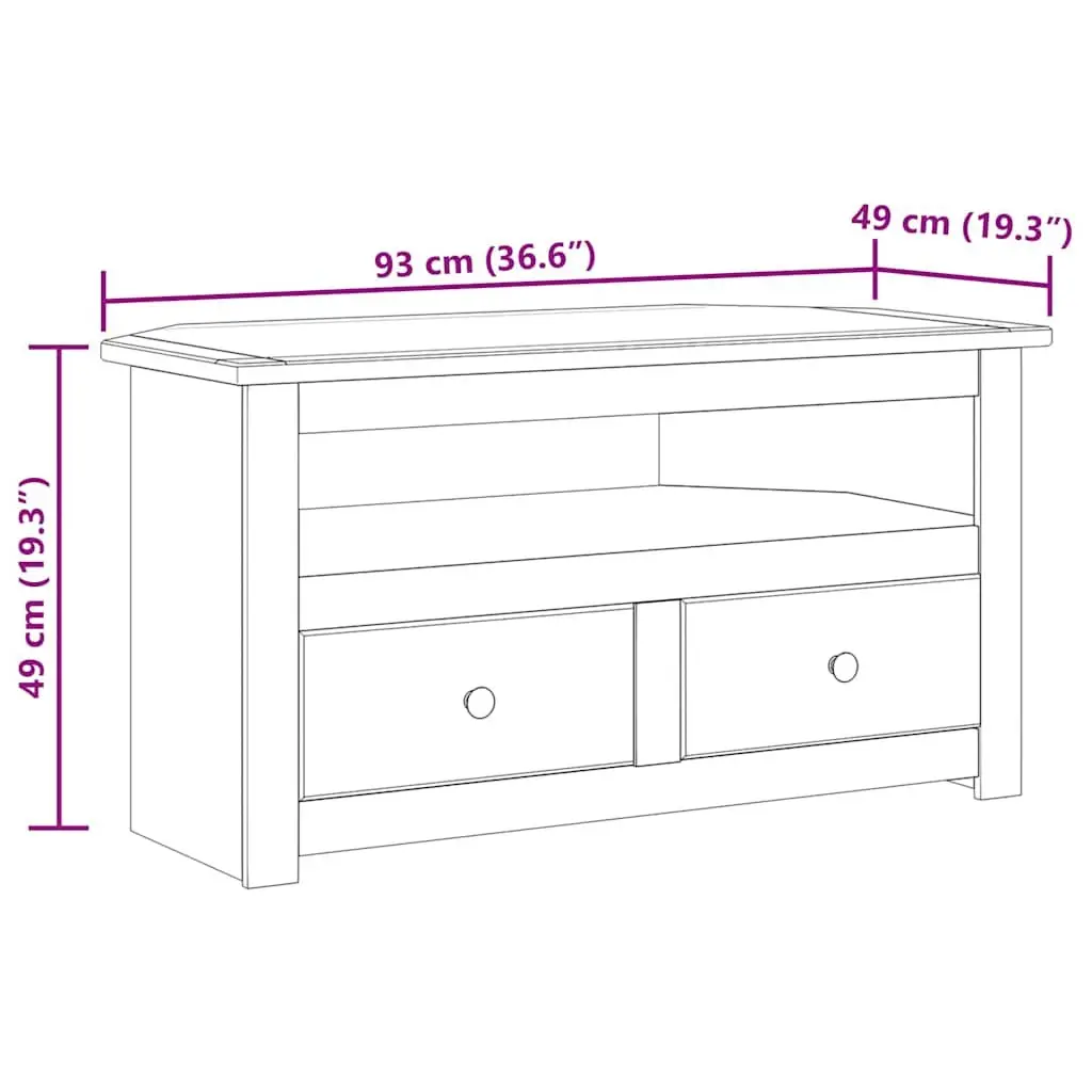 Corner TV Cabinet 93x49x49cm in Brown Pinewood