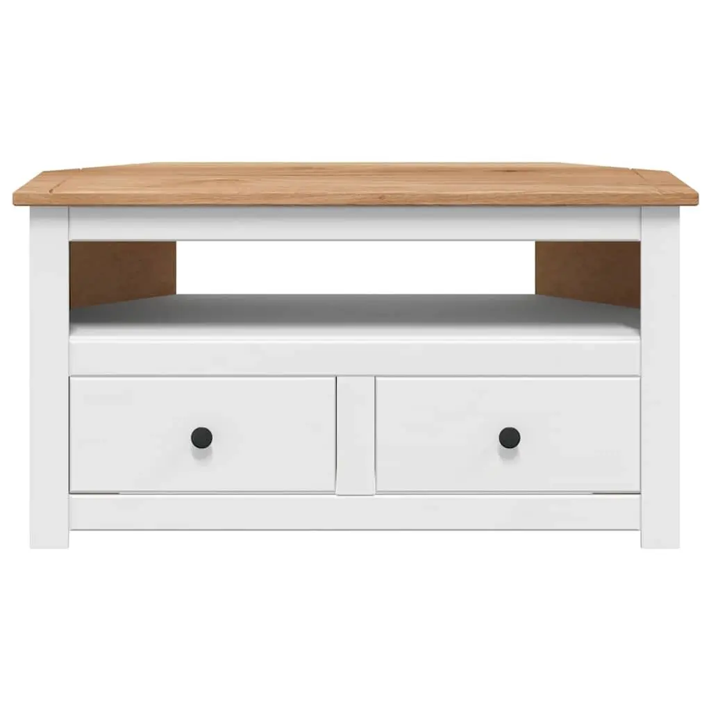Corner TV Cabinet White Modern Living Room Storage Unit with Drawers